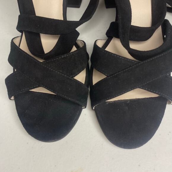 NEW Kenneth Cole Victoria Dressy Open Toe Strappy Black Suede Heel Sandals 10 - Picture 5 of 16